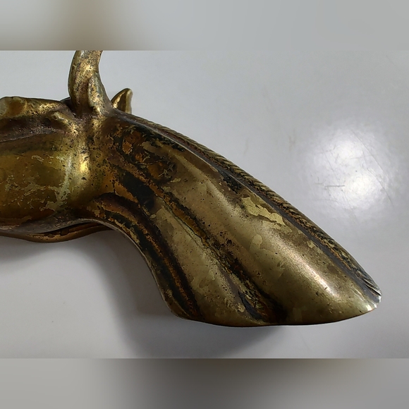 Vintage 1949 solid Brass Horse Head Metalcrafters Desk Paper Clip Paperweight - Picture 4 of 11